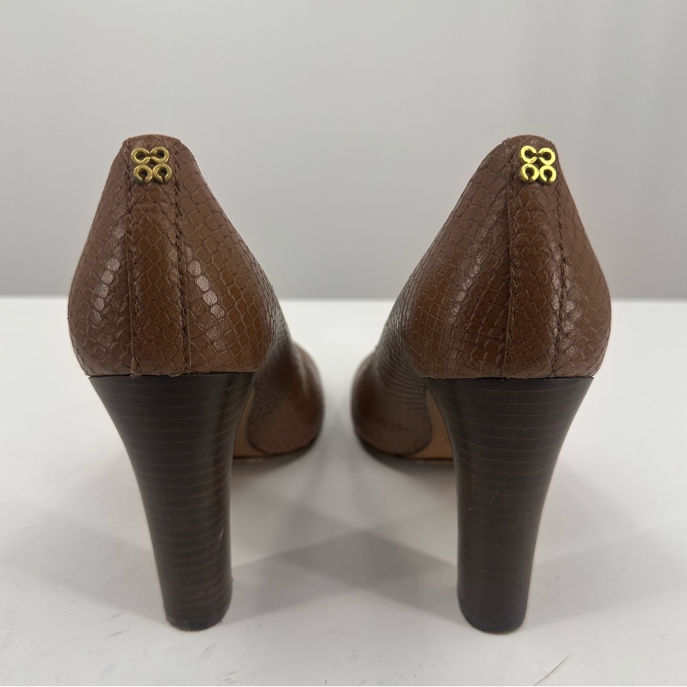 Coach Sue Printed Snakeskin Tan Brown Heels Pumps Size 8.5 - Picture 6 of 11